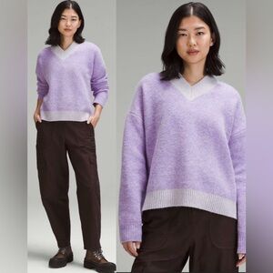 Lululemon Alpaca Wool-Blend V-neck Sweater in Heather Digital Lavender, Small